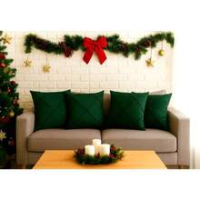 Set Of 4 And 2 Draped Suede Cushion Covers 44x44cm Decoration - Green - View 5