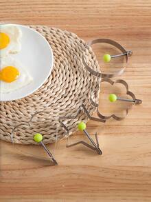 鸡蛋模具、鸡蛋圈模具、煎饼模具、DIY鸡蛋烹饪模具、创意鸡蛋模具、可爱鸡蛋模具、不锈钢鸡蛋圈模具、面包模具、厨房配件、心形、星形、花朵形、圆形金属早餐造型工具套装（适用于家庭烹饪）、鸡蛋烹饪工具、房车厨房小工具 - 銀色 - 查看 5