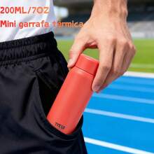 TYESO 1 Piece Mini Pocket Thermal Mug, Stainless Steel, Portable Travel Mug, Back To School, 200ml/7oz Stainless Steel Tea Cup, New Stylish Water Bottle, Mini Portable Car Cup - 紅色的 - 查看 2