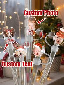 1pc Custom Accessions Pet Straw Topper,Custom Photo,Personalized Straw Topper,Gift For He She- Custom Photo Straw Topper- Ideal Cup ID Accessories Personalized Straw Cover Compatible With Stanley Cup 30 40 Oz - Multicolor - View 5