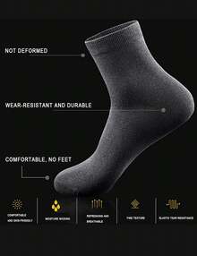 Jueshanzj calcetines de vestir unisex anti-olor Crew Athletic Socks, Calcetines Four Seasons Black2+White2+Grey2, Talla única - 1 - Ver 3