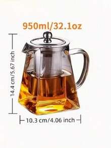 1 Pc Elegant Glass Teapot With Stainless Steel Infuser - Thick Heat-Resistant Glass Kettle, Suitable For Perfect Steeping, Great For Tea Lovers Back To School