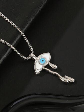 1pc Fashion Personalized Unique Stainless Steel Liquid Metal Teardrop Devil's Eye Necklace For Women, Suitable For All Seasons/Party/Gift/Work Wear