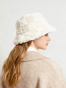 1pc Men's Checkerboard Patterned Bucket Hat For Autumn/Winter Warmth And Daily Wear Street