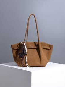 2025 New Vintage High-End Capacity Handbag/Shoulder Bag Tote Bag (With Pendant)