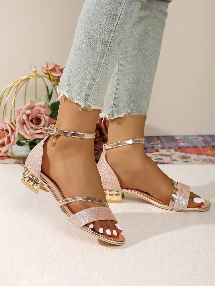 Women's Comfortable High Heel Sandals, Fashion Buckle Open Toe, Suitable For Casual, Dress, Wedding, Party, Evening Wear - Pink - View 3