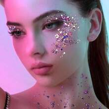 Teenitor Glow In The Dark Glitter, 12 Colors Body Glitter Face Glitter Hair Glitter Gel For UV Black Light Halloween Makeup Festivals Raves, - ColorC - 查看 7