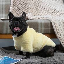 1pc Dog Winter Jacket, Warm Dog Cotton Coat With Built-In Chest Harness, Back Zipper, Pet Vest, Fluffy Dog Clothes, Soft Snow Wear, Yellow - Yellow - View 6