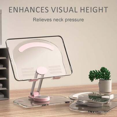 360 Degree Rotating Mobile Tablet Stand, Adjustable Tablet Holder-Adjustable Foldable Desktop Table Holder Base,Multi-Angle, Non-Slip Silicone Base,Portable Stand Desk(Pink) Compatible With, Android Phone, Birthday, Family, Friends Phone Holder Phone Stand Phone Accessories