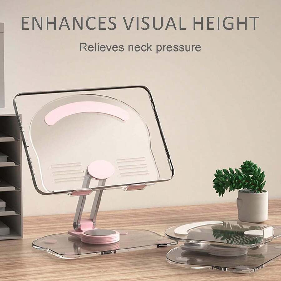 360 Degree Rotating Mobile Tablet Stand, Adjustable Tablet Holder-Adjustable Foldable Desktop Table Holder Base,Multi-Angle, Non-Slip Silicone Base,Portable Stand Desk(Pink) Compatible With, Android Phone, Birthday, Family, Friends Phone Holder Phone Stand Phone Accessories - Pink - View 1