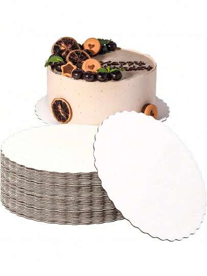 10/5pcs Round White Cake Boards, Corrugated Paper Base, Sturdy And Durable, Oil-Proof Cake Plates, Suitable For Baking, DIY Cakes, Desserts, Weddings, Birthday Parties, Snacks, Cupcake Display Trays, Theme Parties, Cake Decorations, Weddings, Easter, Mother's Day, Father's Day And Other Occasions (8/10/12 Inches)