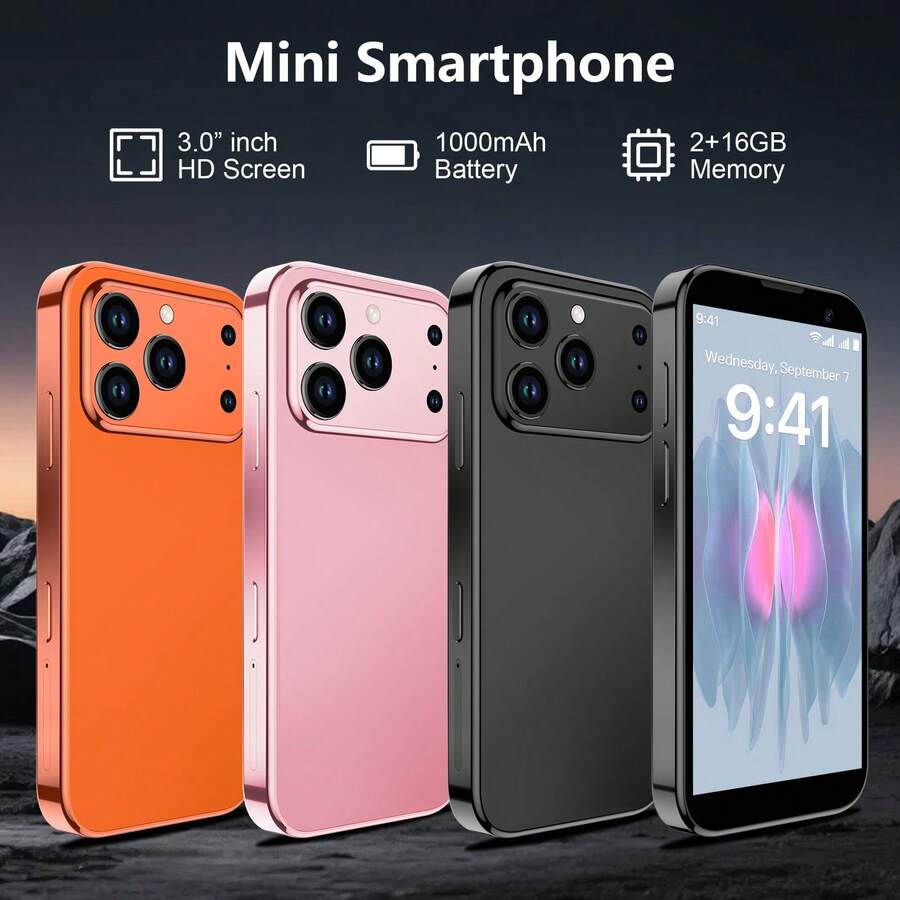 New 3G Mini Smartphone.  Download Various Apps Via Wifi. 3.0 High-Definition Touch Screen Display.  Boy / Girl Premium Mobile Phone. Small Smartphone For Student.  Pocket Miniphone, 2GB+16GB+Expandable Memory.  Android System. Best Creative Holiday Present, Birthday Gifts, Black / Pink / Orange. - 粉色 - 查看 1