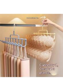 1pc Space-Saving Hat Rack, Beige And Gray Color, Organic Material Wardrobe Hanging Hook Rack, Can Hold 8 Hats/Vests/Scarves, Multi-Functional Hanging Storage Rack, Suitable For Dorm/Bedroom, Practical Home Organization Solution, Perfect Mother's Day Gift For Organizing Enthusiasts - Multicolor - View 7