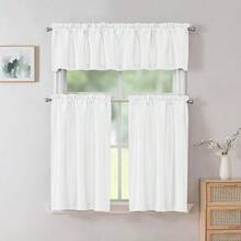Chyhomenyc Uptown White Kitchen Curtains 30 Inch Length, Light Filtering Faux Silk Slub Textured Cafe Curtains, Elegant Short Drapes For Bathroom Bedroom Small Windows, Each 30Wx30L Inch, 2PCS,White30inchWx30inchLPackof2 - 白色30吋寬x30吋長 2個裝 - 查看 3
