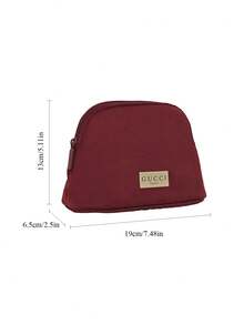Gucci Materiel Beauty Maroon Dome Makeup Pouch, Makeup Bag, Textured Fabric Cosmetic Bag With Full Zip Closure And Woven Logo Label - Burgundy - View 2
