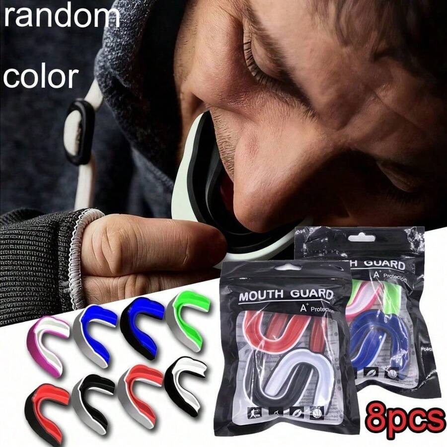 8 Units Streamlined Fit & Heavy-Duty Athletic Mouth Guard - Unisex Gel Max Design For Teeth And Jaw Protection In Boxing, MMA, Football, Rugby, And Wrestling - 8 mặt hàng - Xem 1