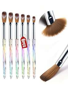 6pcs Acrylic Nail Brush Set, Nail Art Design Tools, 3D Builder Nail Gel Brush - Acrylic Nail Drawing Pen - Nail Art Brush For Salon At Home Manicure - Multicolor - View 4
