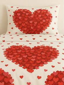 Double Size Patterned Duvet Cover Set – Zippered Duvet Cover (200x230 Cm) + 2 Envelope Pillowcases (50x70 Cm) – Soft & Breathable 80% Cotton 20% Polyester Fabric – Durable, Comfortable And Stylish Made ın Turkey - Red - View 2