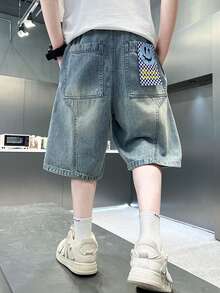 Fashionable Wavy Pattern Denim Jeans For Tween Boy - Blue - View 3