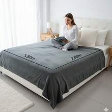 Microfiber Blanket, Double Size, Hypoallergenic, Printed And Plain, Warm - 淺灰色 - 查看 2