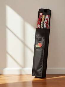 1 pieza Bolsa de almacenamiento de papel de regalo de 30 pulgadas, tubo de almacenamiento de papel de regalo para fiestas, contenedor de almacenamiento de papel de regalo de tela Oxford negra con bolsillo, estante plegable para almacenamiento de papel de regalo, organización del hogar, adecuado para el Día de la Madre, regalos de dama de honor, regalos de graduación, regalos de cumpleaños, regalos de boda, cumpleaños, novia, despedida de soltera, regalos del Día de San Valentín - Multicolor - Ver 3