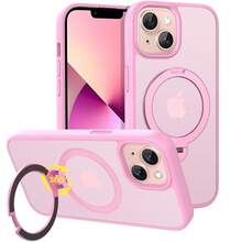 Magnetic Case For For IPhone 13/14 6.1 Inch With 360 Rotatable Ring Stand, Compatible With Mag Car Phone Mount, Cases Cover Phone Holder For Desk Meeting/Videos Pink,6.1inch(ForFor IPhone13/14),Pink - 粉紅色的 - 查看 1