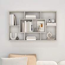 Estantería de pared vidaXL, gris hormigón, 85x16x52,5 cm, madera de ingeniería. - Marrón - Ver 3