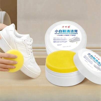 Limpiador facial multiusos quitamanchas, limpiador facial versátil, limpiador de zapatos blancos, betún de esponja para zapatos, limpiador facial sólido para ropa y sofá. Usado para eliminar la suciedad, el amarillamiento y blanquear. Un frasco de limpiador blanco multifuncional para zapatos, blanqueamiento, eliminación del amarillamiento, limpieza sin agua, apto para cuero y calzado deportivo.