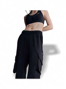 Nike 运动休闲法式毛圈布女式低腰开衩裤 多功能柔软透气日常上学裤 黑色 FV7512-010 - 黑色 - 查看 6