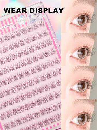 120片免胶鱼尾漫画假睫毛 - 轻盈性感时尚卡通设计，新手也能轻松上手，完美适用于角色扮演、主题派对、日常动漫妆容、圣诞节、约会和派对等场合。