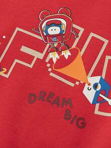 Balabala Sudadera estampada para niño, jersey informal y suave para primavera - Rojo - Ver 8