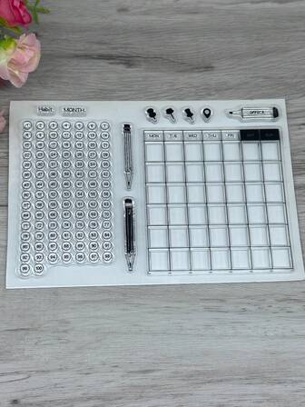 1个透明橡胶印章 复古透明橡胶卡片计划和策略制作印章 DIY剪贴簿照片杂志相册装饰印章