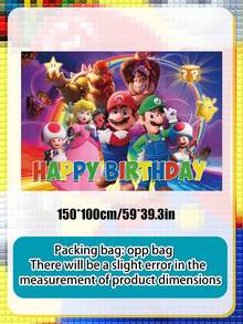 Super Mario Mario Theme Birthday Background Cloth Children's Party Party Photo Banner Decoration Photography Vinyl Party Photo Background Wall, Party Photography Props And Accessories Birthday Party Small Gifts