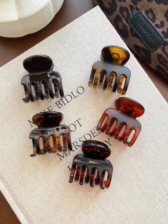 6pcs High Ponytail Fixing Clips, Fashionable Hair Claw, Versatile Retro Hair Accessories, ABS Plastic, Suitable For Autumn, Winter, Spring, Summer