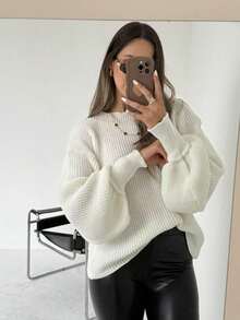 Women's Modal Knit, Modal Knit Blouse, Modal Knit Sweater, Summer Modal Knit, Autumn/Winter Modal Knit, Long-Sleeved Modal Knit, Lightweight Modal Knit, Comfy Modal Knit, Women's Fashion, Elegant And Comfortable Look, Versatile Piece, Chic Basic, Versatile Clothing, Minimalist Style, High Quality, Soft Fabric, Timeless Piece, Comfortable Knit, Soft And Lightweight Fabric, Non-Itchy Knit, Stylish Knit, Look With Knit, Knit For Work, Elegant Knit, Mid-Season Knit, Knit For Cool Days, Lightweight Knit For Summer. - 白色 - 查看 4