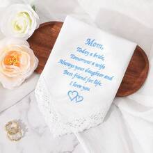 WSXC HOULIFE Wedding Handkerchiefs For Bride Something Blue Wedding Brides Gift Embroidered Handkerchief With Lace Edges - ForMom1件 - 查看 5