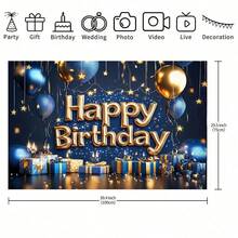This Elegant Black And Gold "Happy Birthday" Themed Backdrop Is Perfect For Adult Parties, Birthday Parties, Celebrations, And More. It's Also Suitable For Holiday Photography Backdrops, Parties, Home And Room Decor, And Comes In Multiple Sizes. - Multicolor - View 6