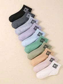 10雙裝隨機卡通臉兒童隱形襪，透氣舒適休閒款，適合四季戶外穿著 - 彩色 - 查看 11