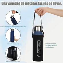 SSGP Termo de Acero Inoxidable 1000ML,Termo para Agua con Infusor de Té,Botella de Agua,Cierre Hermético,Sin BPA,Manténgase caliente y frío(24 horas),con manga de botella,A prueba de derrames - Azul oscuro - Ver 3