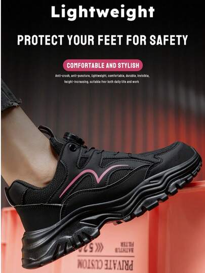 1双钢头鞋，轻便舒适，防滑耐用，防刺穿，抗冲击，适用于建筑工地、园艺、仓库、日常维护工作、户外旅行、徒步旅行、户外作业、锻造车间、制造业、建筑工作和休闲穿着。