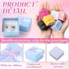 WSXC 72 Pcs Ring Boxes 1.6 X 1.6 In Hard Cardboard Jewelry Box With Ribbon Bow Small Jewelry Gift Cases For Small Business Bright Color - BrightColor - View 3
