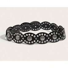 1pc BOHO Punk Style Vintage Mesh Oval Waist Belt For Women, Suitable For Jeans/Dresses, Everyday Wear & Vacation Fall, Autumn, Halloween - màu nâu - Xem 9