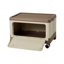 Living And Home Stackable Storage Box With Locking Wheels 3-Way Access Secure Lid Easy Assembly For Seasonal Storage - Cream + Brown 54cm(W) X 36cm(D) X 33.5cm(H) - View 9