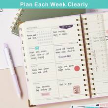 Annual Plan Weekly Plan And Monthly Plan, January To December 2026, With Ruler, Double Stitch Binding |     Inner Pocket |     4 Plan Stickers, 21.34cm X 14.48cm Cm, Office Schedule, School Supplies - 黑色 - 查看 11