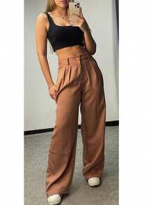 Tailored Wide Leg Trousers - Caqui - Ver 5