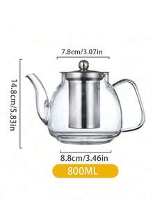 1 Pc Elegant Glass Teapot With Stainless Steel Infuser - Thick Heat-Resistant Glass Kettle, Suitable For Perfect Steeping, Great For Tea Lovers Back To School