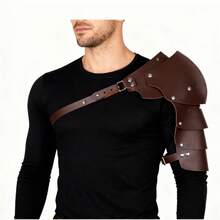 Battle Knight Armor Shoulder Pads, Epaulets, Cloak, Belt, PU Leather Chest Strap, Shoulder