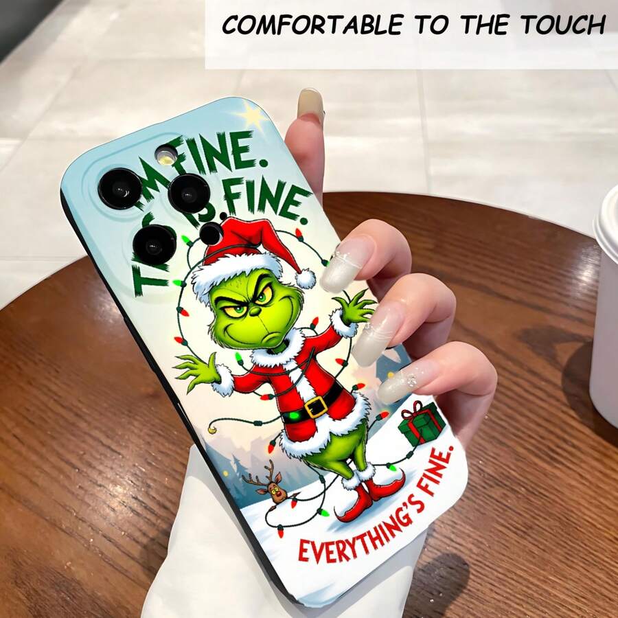 1PC Phone Case , Christmas Santa Costume Lights , Stylish Phone Case, Phone Decoration, All-around Lens Protection, Creative Small Gift, Funny Gift for Boys and Girls - Negro - Ver 1