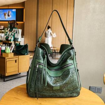 Women's Large Capacity Vintage Niche One Shoulder Bag, Versatile For Commuting, Multi-Compartment, Suitable For Autumn/Winter