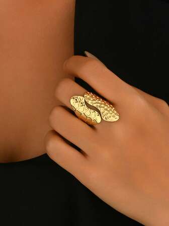 1 pieza Anillo abierto personalizado, ancho y grueso, con diseño geométrico de moda, versátil para uso diario de mujeres